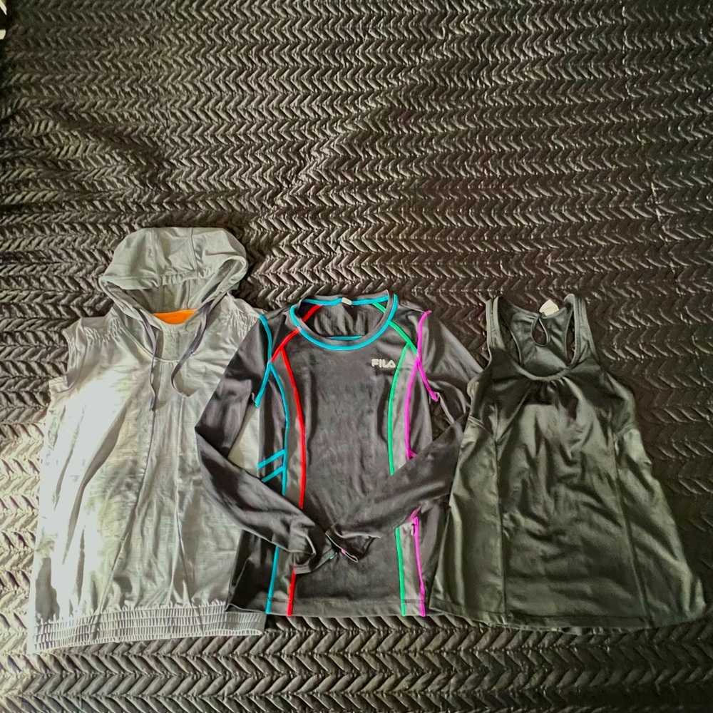 Ladies Activewear Tops, Size S/XS, FILA, Champion, Sleeveless, Short/Long Sleeve